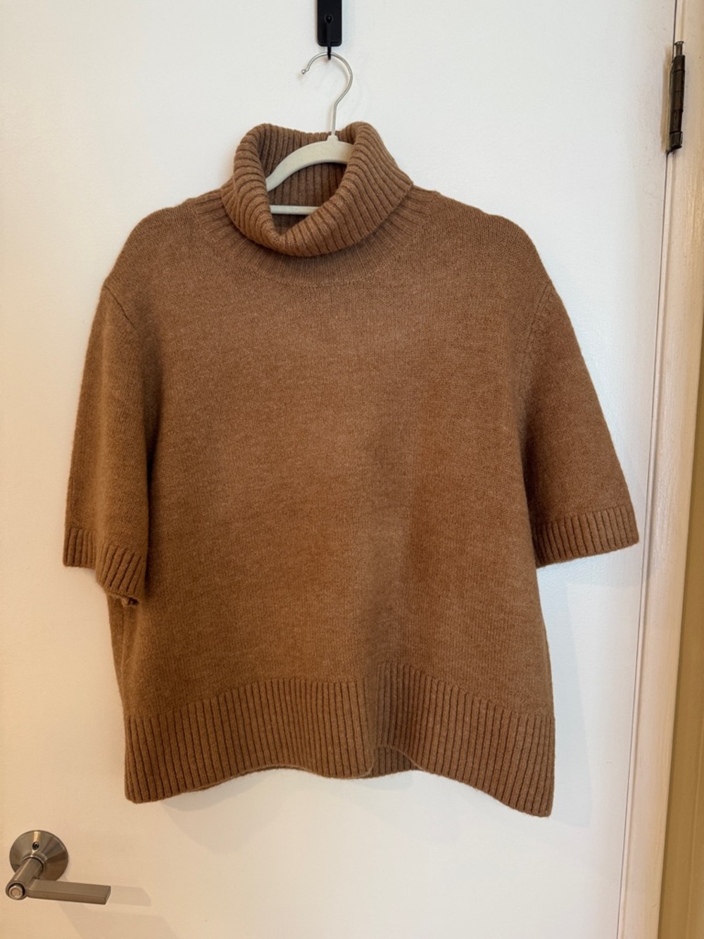NEW Cozy Turtleneck Short-Sleeve Sweater in Camel